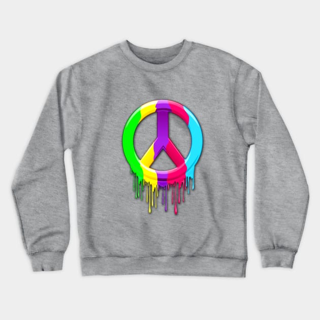Peace Symbol Dripping Rainbow Paint Crewneck Sweatshirt by BluedarkArt